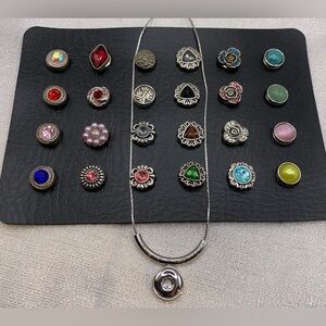 💗Necklace Set B - 24 PETITE 12mm/13mm Snap Button Charms on a Display Card
